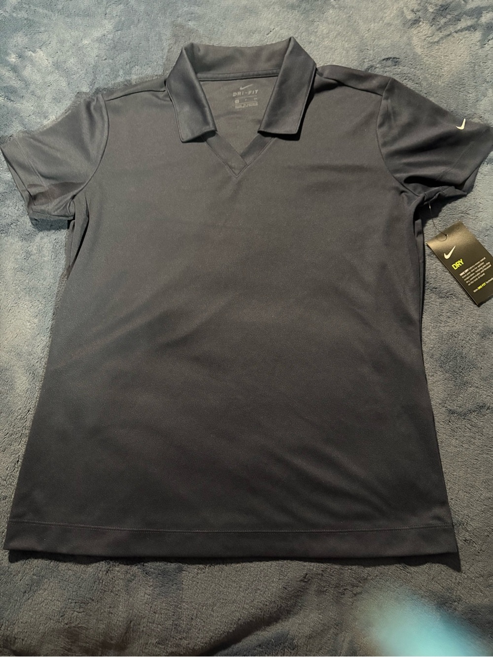 NWT Nike Blue Dri-FIT Polo with White Swoosh